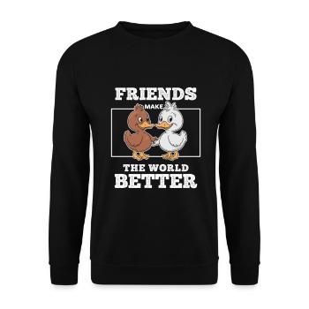 Idée Cadeau Pour Meilleurs Amis Canards Complice - Sweat-shirt Unisexe - noir - Devant - Alina (178cm) & Michal (187cm)