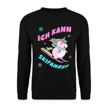 Licorne au ski - Design hivernal - Sweat-shirt Unisexe - noir - Devant - Alina (178cm) & Michal (187cm)