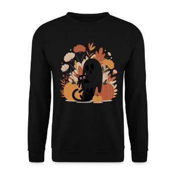 Ghost Pumpkin Cat Cute Halloween Autumn - Unisex Sweatshirt - black - Front - Alina (178cm) & Michal (187cm)