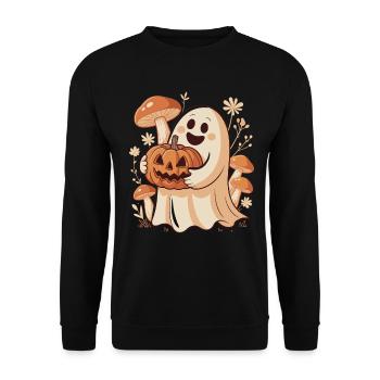 Kürbis Blumen Herbst Wald Natur Halloween - Unisex Pullover - Schwarz - Vorne - Alina (178cm) & Michal (187cm)