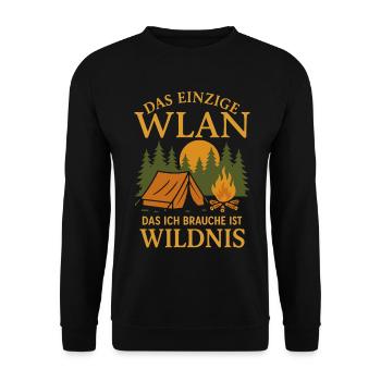 Das Einzige WLAN Ist Wildnis Camping Natur - Unisex Pullover - Schwarz - Vorne - Alina (178cm) & Michal (187cm)