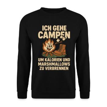 Ich Gehe Campen für Kalorien Und Marshmallows - Unisex Pullover - Schwarz - Vorne - Alina (178cm) & Michal (187cm)