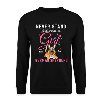 Never Stand Between a Girl and Her German Shepherd - Unisex Sweatshirt - black - Front - Alina (178cm) & Michal (187cm)