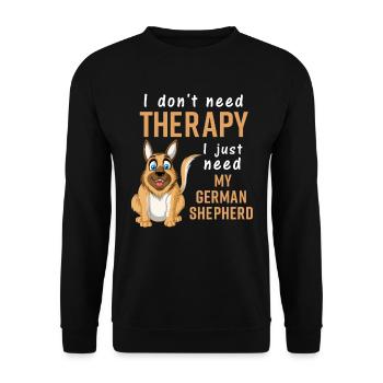 Ich brauche keine Therapie – ich brauche meinen Deutschen Schäferhund - Unisex Pullover - Schwarz - Vorne - Alina (178cm) & Michal (187cm)