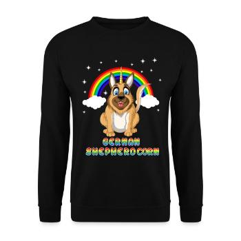 German Shepherd Unicorn Rainbow – Cute Dog Fantasy - Unisex Sweatshirt - black - Front - Alina (178cm) & Michal (187cm)