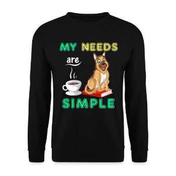 German Shepherd, Books and Coffee – Dog Lover Tee - Unisex Sweatshirt - black - Front - Alina (178cm) & Michal (187cm)