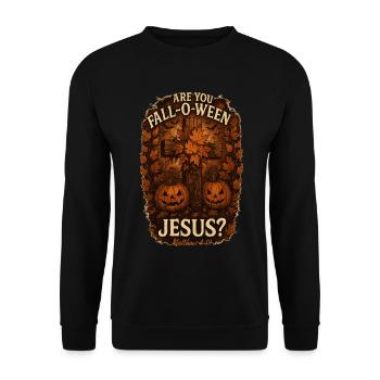 Êtes-vous Fall-O-Ween Jésus Halloween Automne - Sweat-shirt Unisexe - noir - Devant - Alina (178cm) & Michal (187cm)