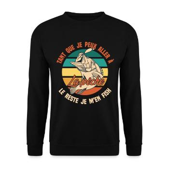 Fish the rest I don't care Fish fisherman - Unisex Sweatshirt - black - Front - Alina (178cm) & Michal (187cm)