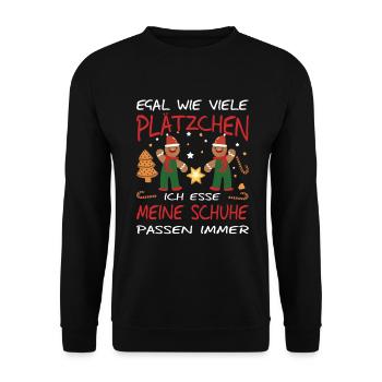 Weihnachtsgeschenk Plätzchen Lebkuchen Wichteln - Unisex Pullover - Schwarz - Vorne - Alina (178cm) & Michal (187cm)