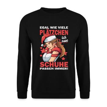 Weihnachtsgeschenk Frauen Plätzchen Lustig Idee - Unisex Pullover - Schwarz - Vorne - Alina (178cm) & Michal (187cm)