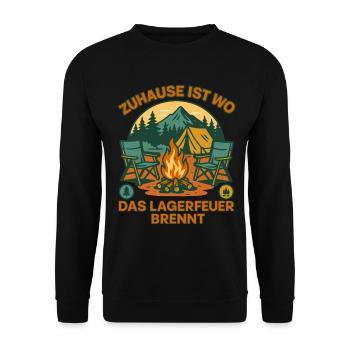 Home is where the campfire burns Camping - Unisex Sweatshirt - black - Front - Alina (178cm) & Michal (187cm)