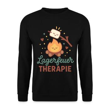 Campfire Therapy Camping Adventure Camper Nature - Unisex Sweatshirt - black - Front - Alina (178cm) & Michal (187cm)