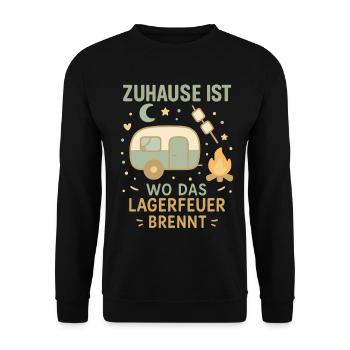 La maison est l’endroit où le feu de camp brûle Camper - Sweat-shirt Unisexe - noir - Devant - Alina (178cm) & Michal (187cm)