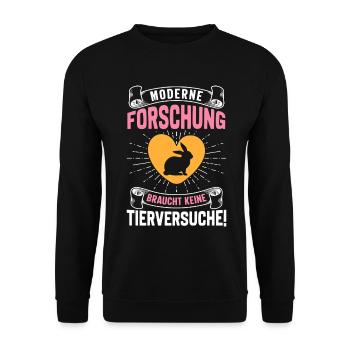 Tierschutz MODERNE FORSCHUNG BRAUCHT KEINE - Unisex Pullover - Schwarz - Vorne - Alina (178cm) & Michal (187cm)