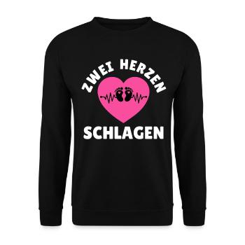 Expectant mother TWO HEARTS BEAT Funny - Unisex Sweatshirt - black - Front - Alina (178cm) & Michal (187cm)