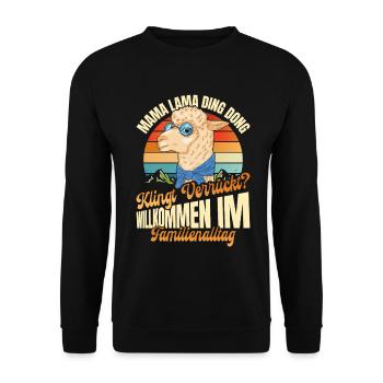 Werdende Mutter MAMA LAMA DING DONG Lustiges - Unisex Pullover - Schwarz - Vorne - Alina (178cm) & Michal (187cm)