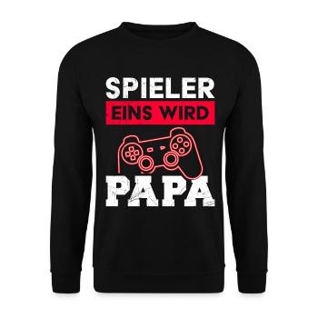Gamer Dad PLAYER ONE BECOMES DAD Funny - Unisex Sweatshirt - black - Front - Alina (178cm) & Michal (187cm)