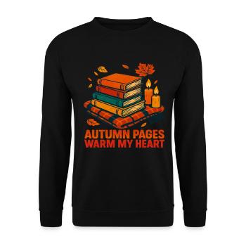 Herbst Lesen Bücher Buchliebhaber Leseratte - Unisex Pullover - Schwarz - Vorne - Alina (178cm) & Michal (187cm)