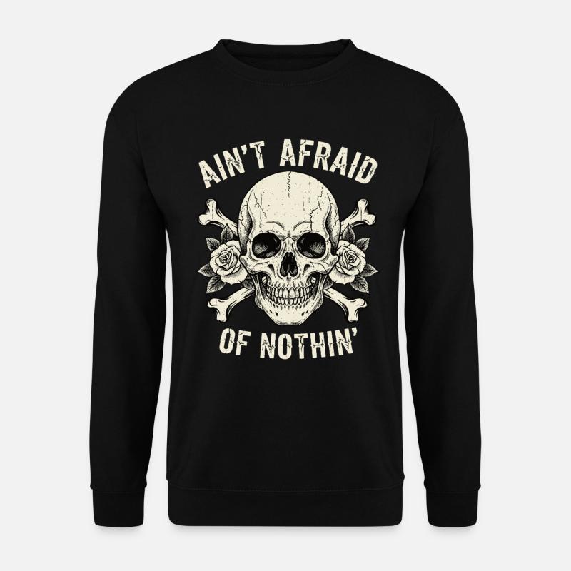 Skull with roses and slogans - Unisex Sweatshirt - black