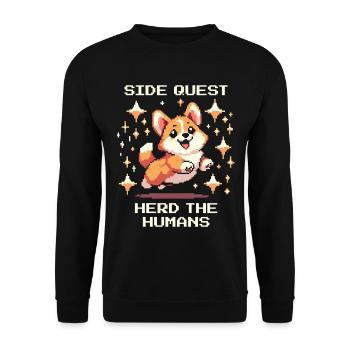 Side Quest: Herding Humans | Corgi Herding Dog Humor - Unisex Sweatshirt - black - Front - Alina (178cm) & Michal (187cm)