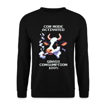 Mode vache : Herbe 100 % | Humour Vache & Stoner - Sweat-shirt Unisexe - noir - Devant - Alina (178cm) & Michal (187cm)