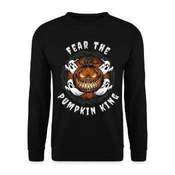 Fear the Pumpkin King - Scary Halloween Design - Unisex Sweatshirt - black - Front - Alina (178cm) & Michal (187cm)