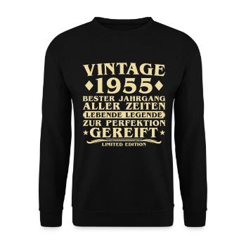 Millésime 1955 Millésime Né 70 ans - Sweat-shirt Unisexe - noir - Devant - Alina (178cm) & Michal (187cm)