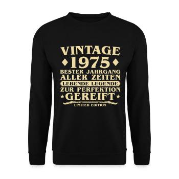 Vintage 1975 Vintage Born 50 Years - Unisex Sweatshirt - black - Front - Alina (178cm) & Michal (187cm)