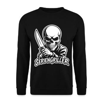Series Griller - Skeleton with Knife - Unisex Sweatshirt - black - Front - Alina (178cm) & Michal (187cm)