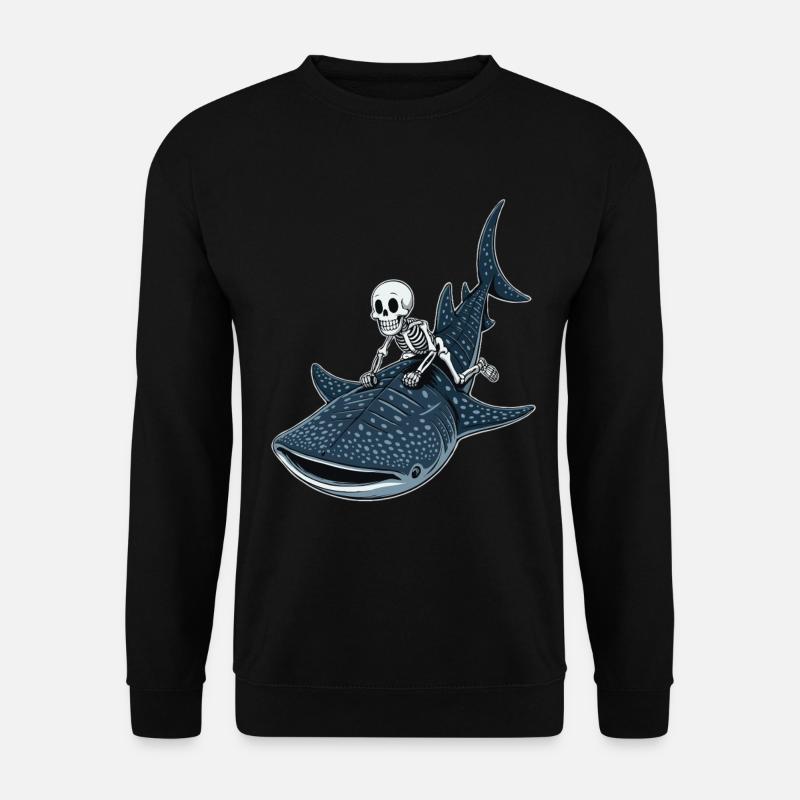 Skeleton on whale shark Rhincodon - Unisex Sweatshirt - black