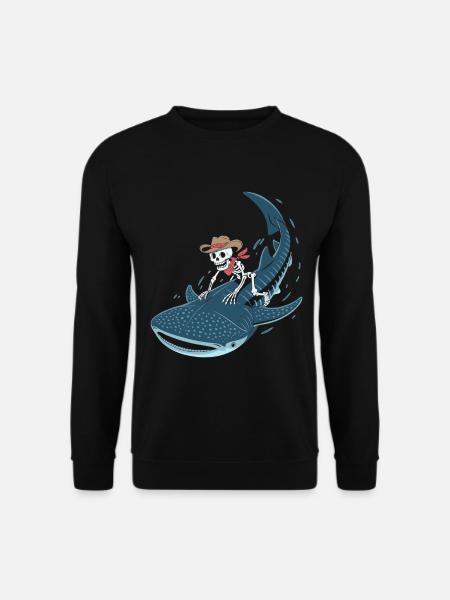 Cowboy skeleton on whale shark - Unisex Sweatshirt - black