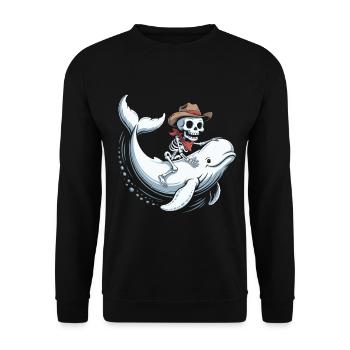 Skull Cowboy on Beluga Whale - Unisex Sweatshirt - black - Front - Alina (178cm) & Michal (187cm)
