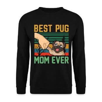 Beste Mopsmutter aller Zeiten Retro - Unisex Pullover - Schwarz - Vorne - Alina (178cm) & Michal (187cm)