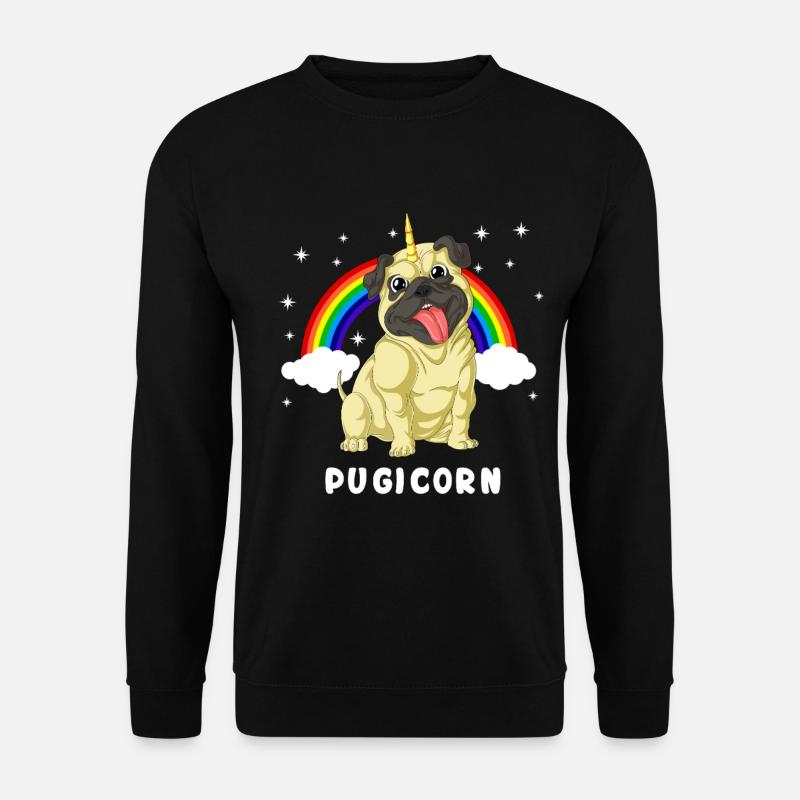 Mops Einhorn - Unisex Pullover - Schwarz