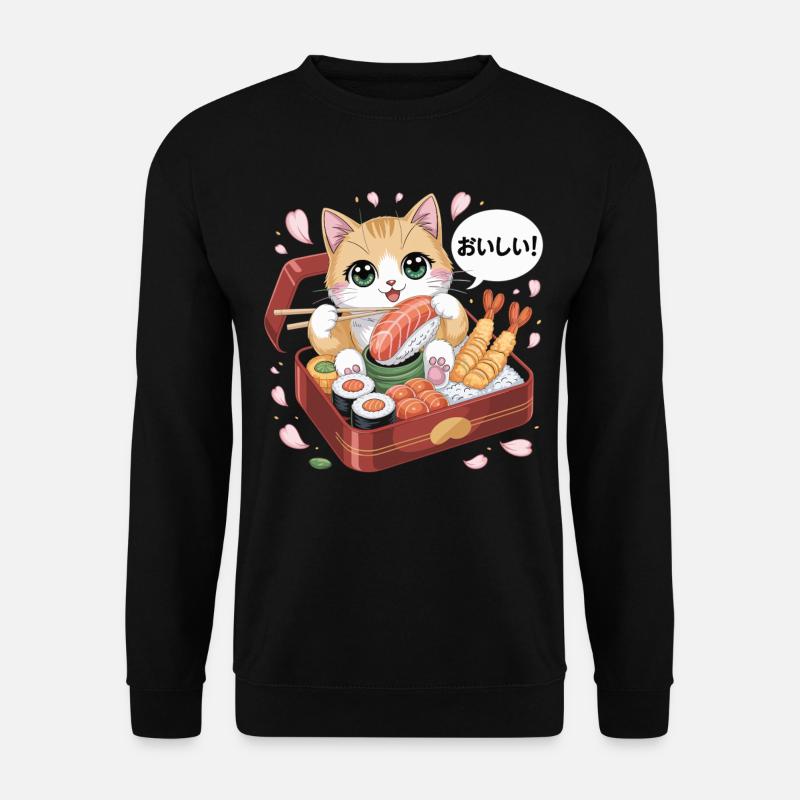 Chemise Sushi et Chats Mignon - Sweat-shirt Unisexe - noir