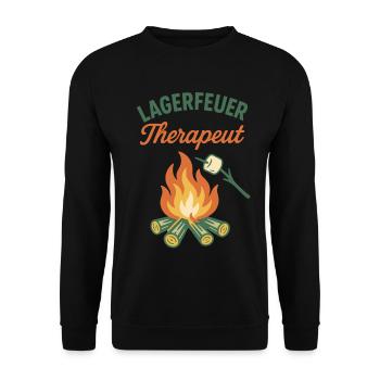 Lagerfeuer Therapeut Camping Abenteuer Camper - Unisex Pullover - Schwarz - Vorne - Alina (178cm) & Michal (187cm)