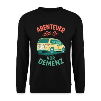 Senior Humor Adventure Before Dementia Camping Camper - Unisex Sweatshirt - black - Front - Alina (178cm) & Michal (187cm)