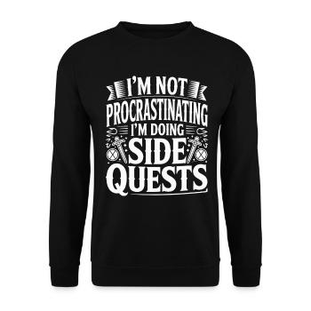 Je ne tergiverse pas, je fais des quêtes secondaires - Sweat-shirt Unisexe - noir - Devant - Alina (178cm) & Michal (187cm)