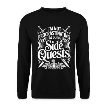 Je ne tergiverse pas, je fais des quêtes secondaires - Sweat-shirt Unisexe - noir - Devant - Alina (178cm) & Michal (187cm)
