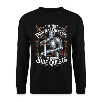 Je ne tergiverse pas, je fais des quêtes secondaires - Sweat-shirt Unisexe - noir - Devant - Alina (178cm) & Michal (187cm)