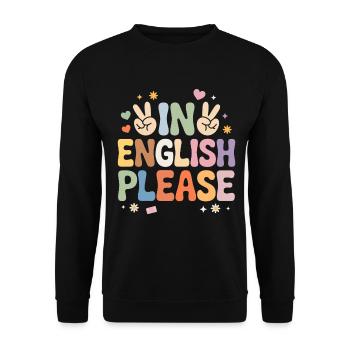 En anglais S’il vous plaît Professeur d’anglais Professeur d’anglais - Sweat-shirt Unisexe - noir - Devant - Alina (178cm) & Michal (187cm)