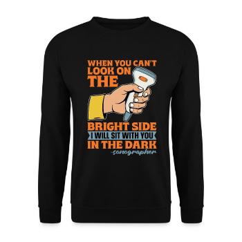 Sonographer When You Can't Look Ultrasound Tech - Unisex Pullover - Schwarz - Vorne - Alina (178cm) & Michal (187cm)