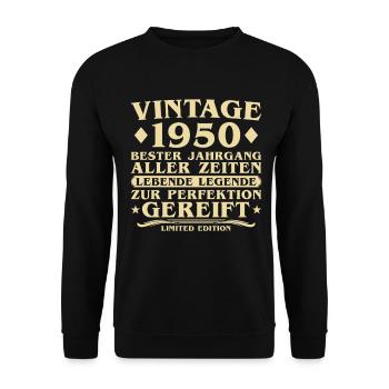 Millésime 1950 Millésime Né 75 ans - Sweat-shirt Unisexe - noir - Devant - Alina (178cm) & Michal (187cm)