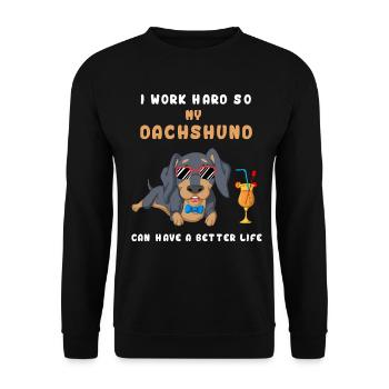 I Work Hard Dachshund Tee - Unisex Sweatshirt - black - Front - Alina (178cm) & Michal (187cm)