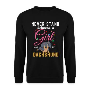 Girl And Dachshund Funny Tee - Unisex Sweatshirt - black - Front - Alina (178cm) & Michal (187cm)