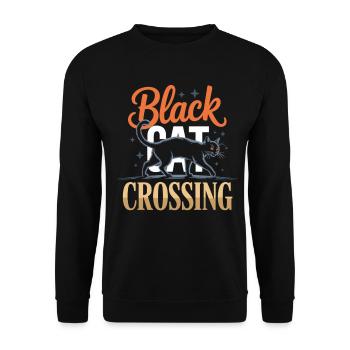 Schwarze Katze Shirt Black Cat Crossing - Unisex Sweatshirt - black - Front - Alina (178cm) & Michal (187cm)