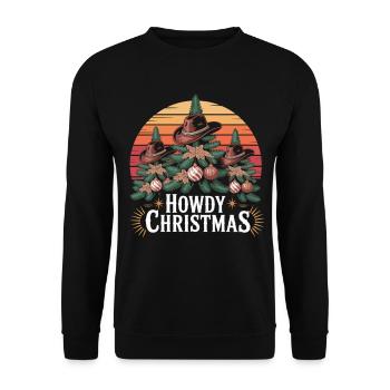 Howdy Christmas Cowboy Shirt - Unisex Pullover - Schwarz - Vorne - Alina (178cm) & Michal (187cm)