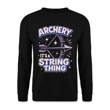 Tir à l'arc Une question d'archer de corde d'arc - Sweat-shirt Unisexe - noir - Devant - Alina (178cm) & Michal (187cm)
