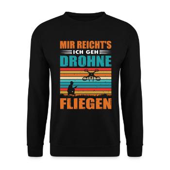Drohne Geschenk Lustig Pilot Drohnenpilot Spruch - Unisex Pullover - Schwarz - Vorne - Alina (178cm) & Michal (187cm)