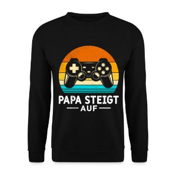 Gamer DAD GETS ON RETRO FUNNY - Unisex Sweatshirt - black - Front - Alina (178cm) & Michal (187cm)
